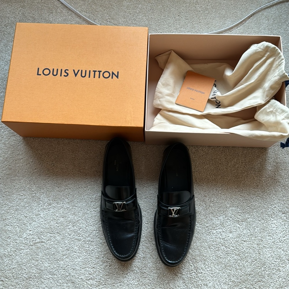Louis Vuitton black leather loafers